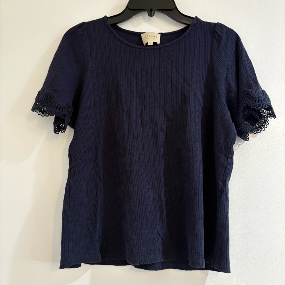 Sezane shirt blue medium lace
